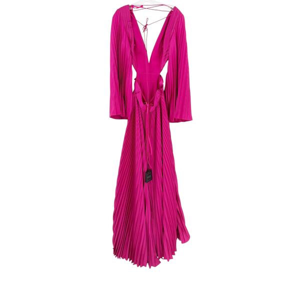 MAC DUGGAL Dress Size 2 Evening Gown NEW Fuchsia Pleated Cut Out Lace Up Back - Picture 5 of 7